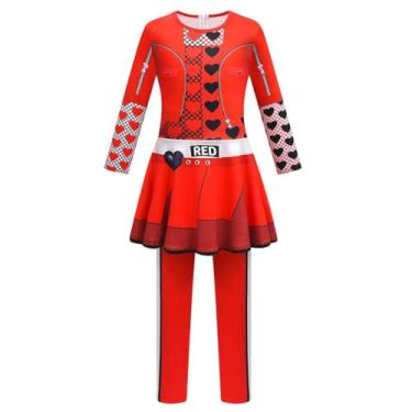 Imagem de XXTXYB Fantasia vermelha para meninas ascendentes 4 vestidos de festa de Halloween cosplay roupas (11-12 anos, vermelho)