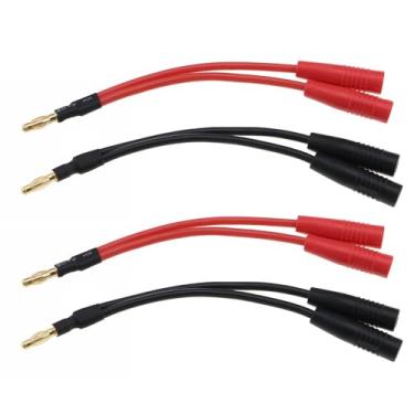 Imagem de Micro Traders 4 plugues banana macho de 4 mm para 2 plugues fêmeas Adaptador de tomada banana 14AWG Cabo separador de plugue banana para aviões com controle remoto