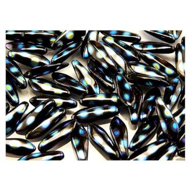 Imagem de 100 contas adaga 5 x 16 mm, pontos Jet AB, vidro tcheco