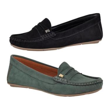 Imagem de Kit 2 Mocassins Femininos Super Conforto em Camurça - Novo Hábito, Ver