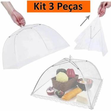 Imagem de Kit 3 Peças Protetor Alimentos Renda Cobre Bolo Fruta 43CM - Art House