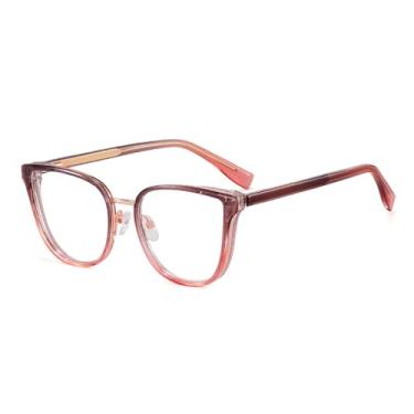 Imagem de VFDHN Óculos Filtro Lente Transparente Armação Quadrada Óculos Feminino Preto Transparente Acetato,7,Tamanho Único