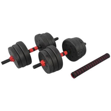 Imagem de Barra Anilha Halter Dumbbell Kit Musculação 20Kg - Rino Force