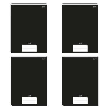 Imagem de Kit com 4 Cadernos Brochurão 96 Folhas Preto 20cmx27cm Jandaia