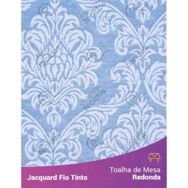 Imagem de Toalha Redonda em Tecido Jacquard Azul Bebê e Branco Medalhão Fio Tint
