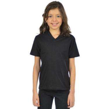 Imagem de Blusa Algodão Decote V Infantil Feminina Fenomenal, Preto, 08