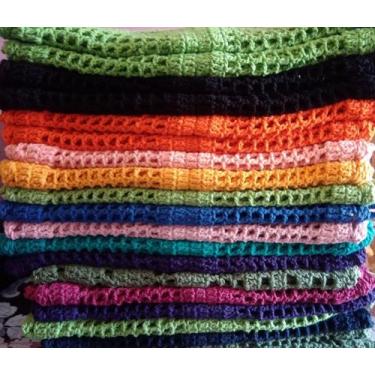 Imagem de Kit com 2 tapetes retangular de crochê 37x57 cm cores conforme variaçã