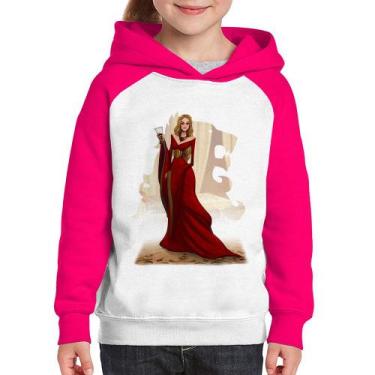 Imagem de Moletom Infantil Cersei Lannister Art - Foca na Moda, Branco, Rosa, 4