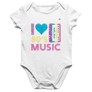 Imagem de Body Bebê Algodão I love 80's music - Foca na Moda, Branco, M