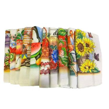 Imagem de Pano de Prato Pé de Galinha Kit com 20 Peças - Estampas Sortidas - ata