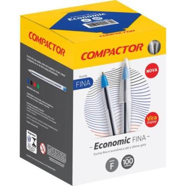 Imagem de Caneta Esferográfica Economic Fina Azul CX com 100 - Compactor