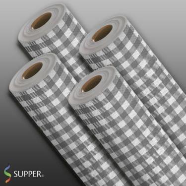 Imagem de TNT Estampado Xadrez Branco e Preto 1,40M 40G - Rolo com 25 Metros - S