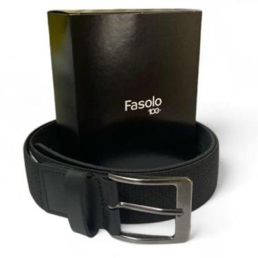 Imagem de Cinto Masculino Com Elástico Couro Legítimo Fasolo Casual, Preto, 090