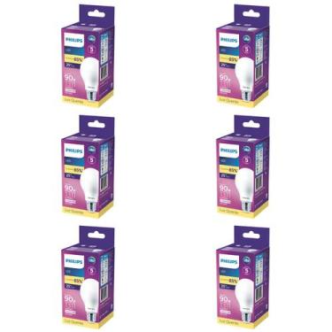 Imagem de Kit 6 Lâmpada Led Bulbo 13w = 90w 1311lm Bivolt Philips 3000k amarela 