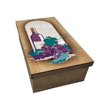 Imagem de Caixa para Vinho Tampa de Sapato 1 Div Garrafa e Uvas 35x20x10 Kit 3un