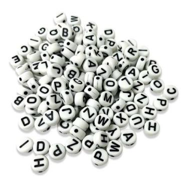 Imagem de Miçanga Letras Redondas Para Fazer Pulseiras Infantil Colar Bijuterias