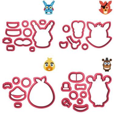 Imagem de Kit 4 Cortadores Animatronics Five Nights at Freddys - Doce Impresso, 