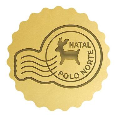 Imagem de Cortador Biscoito Natal Selo Feliz Rena Cartinha - DOCE IMPRESSO, 5,5c