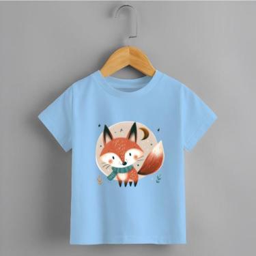 Imagem de Camiseta Infantil Unissex Raposa Personalizada Delicada 100% Algodão -