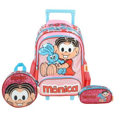 Imagem de Kit Mochila Rodinhas 2 em 1 Lancheira Estojo Mônica Magali - Luxcel, R