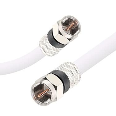 Imagem de Cabo Coaxial Digital Postta, Pacote com 3 cabos RG6 brancos com Quad Shielded Classificado CL2 com conectores F-Male, Branco, 15FT