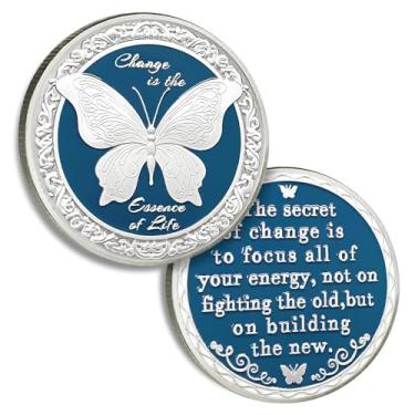 Imagem de Vintage Butterfly Sobriety Chip The Secret of Change Sobriety Coin Alcoólicos Anônimos Medalhões AA NA Chips e Medalhão Recuperação Chip Narcóticos Token Anônimos Presentes de Sobriedade para Mulheres