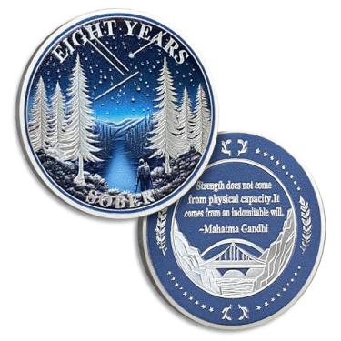 Imagem de 8 Years Sobriety Coin Oito Anos Sober Forest Sobriety Coins AA Chips and Medalhão Alcoólicos Anônimos Coin Recovery Anniversary Token Sobriety Gifts for Women Men