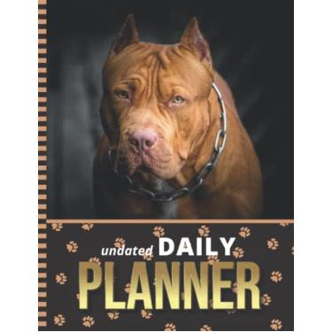 Imagem de Undated Daily Planner: 8.5x11 One Page Per Day Diary / 6AM to 7PM Hourly Schedule/With To Do List - Note Section/New Year's - Christmas Gift/Red Brown American Pit Bull Terrier - Dog Art Photo