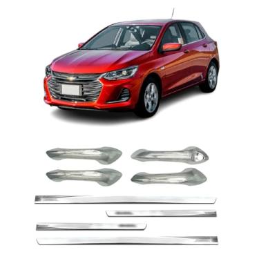 Imagem de Kit para Adaptável Para Onix 2020 2021 2022 2023 2024 Aplique Maçaneta 4 Portas Friso Lateral da Porta Inferior Slim.