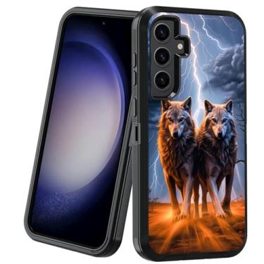 Imagem de BXIKEOPIU Capa projetada para Samsung Galaxy S24 FE, 3 camadas resistentes à prova de choque à prova de poeira/queda, capa protetora robusta para Samsung Galaxy S24 FE 5G (2024), lobo