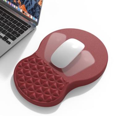 Imagem de PYEDCA Mouse pad ergonômico suporte de pulso com design de massagem, mousepad para alívio da dor com descanso de pulso, espuma viscoelástica e base de poliuretano antiderrapante, mouse pads vermelhos