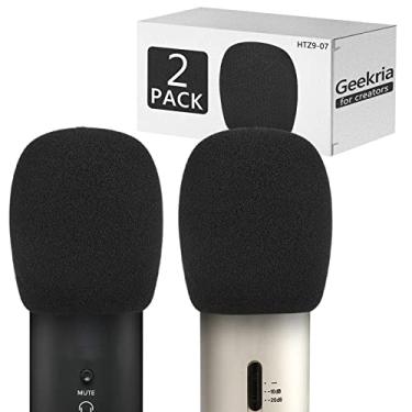 Imagem de Geekria Para criadores de espuma para-brisas para microfones de 4 cm de diâmetro, capa de espuma antipop, capa de vento de microfone, filtro de espuma de esponja compatível com TZ Stellar x2, Mackie
