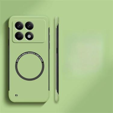Imagem de Capa de telefone sem moldura magnética ultrafina e dura para Xiaomi Poco X6 Pro F3 F4 F5 Pro Matte Pure Color Solid Cover, verde claro, para Poco F5