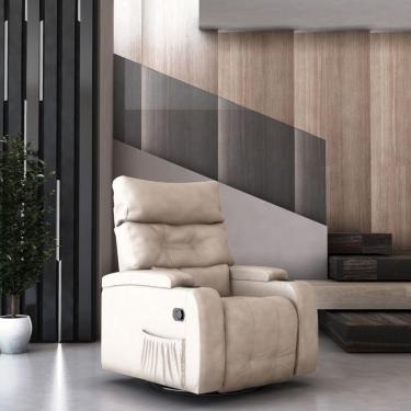 Imagem de Poltrona Reclinável Giratória Grace Corino Bege