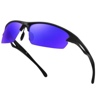 Imagem de KANASATAL Óculos de Sol Ciclismo Polarizado Masculino Azul Espelhado Feminino Esportivo UV400 Oculos Bicicleta Retangular Corrida para Golfe Pesca Sports Blue Sunglasses -Azul