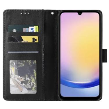Imagem de Capa Carteira em Couro Compatível Samsung Galaxy A25 Flip Case Premium com Porta Cartões, Preto
