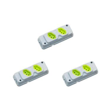 Imagem de Kit C/3 - Tomada Barra Fiolux   Dupla 20A 2 Polos+Terra C...