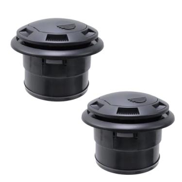 Imagem de Tsnamay 2 peças de encaixe redondo ABS painel ar condicionado defletor saída lateral ventilação do telhado, preto