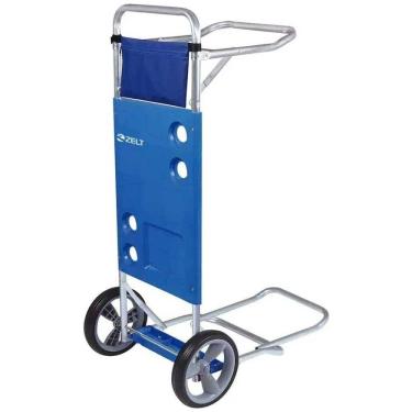 Imagem de Carrinho Praia Alumínio com Avanço para Caixa Térmica Azul até 20 KG 3489 ZELT