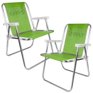 Imagem de Cadeira de Praia e Piscina Alta em Alumínio 2 Unidades Verde ZELT