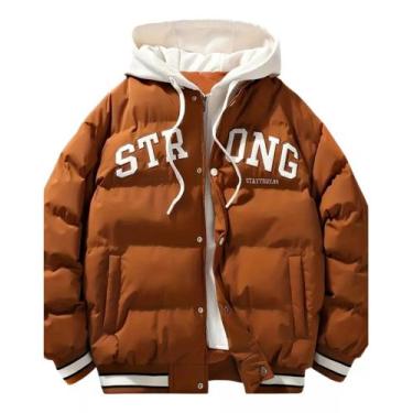 Imagem de Jaqueta Masculina Colegial Peluciada Super Quente Matelada Capuz Remov