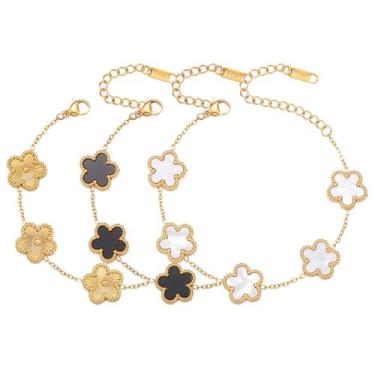 Imagem de Conjunto de Pulseiras FUNIO Trevo de Quatro Folhas - Banhado a Ouro 18