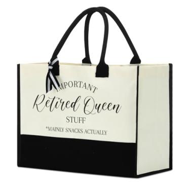 Imagem de Presentes de aposentadoria para senhora professora enfermeira bolsa de lona bolsa de praia, Retired Queen 1, Large