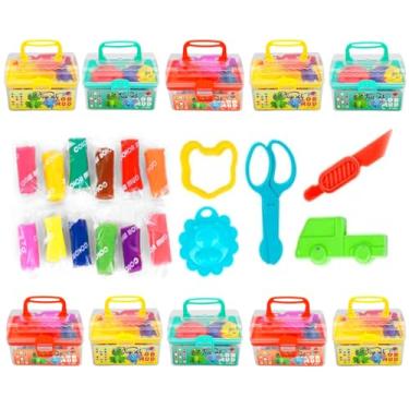 Imagem de Kit com 10 Maletas de Massinhas 19 Peças cada para Festa Infantil Lembrancinha de Aniversário