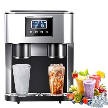 Imagem de Máquina de gelo 3 em 1 com visor LCD - 40 lb/24H, 16 cubos/lote, recarga automática/manual de água, tanque isolado de 1,8 L e triturador