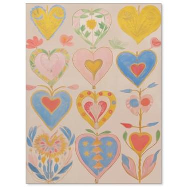 Imagem de Cartazes coloridos em tela de coração dos anos 70, carta de amor, arte de parede estética, feminino, dormitório, moderno, decoração de parede, presente para namorada, 30,5 x 40,6 cm, sem moldura