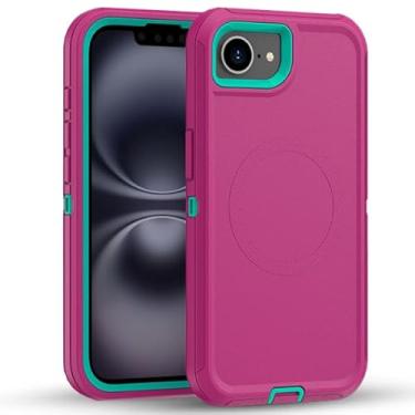 Imagem de MXX Compatível com iPhone F 2025, capa protetora de 3 camadas superprotetora, resistente, resistente, à prova de choque e poeira, projetada para capa de telefone de 4ª geração de 6,1 polegadas (rosa
