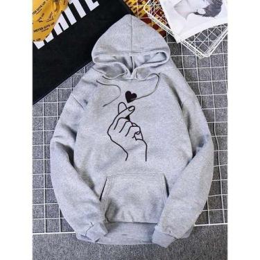 Imagem de Moletom Feminino e Masculino Blusa de Frio Canguru Unissex Mão Coreana