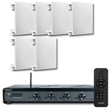 Imagem de Kit Som Ambiente Frahm 4500 6 Cx Som Arandela Embutir Quad.