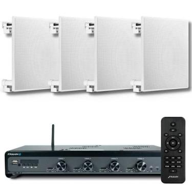 Imagem de Kit Som Ambiente Frahm 4500 4 Cx Som Arandela Embutir Quad.